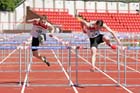 James Turnbull (Gateshead) wins the under-20s 110 metres hurdles, North Eastern Champs, Gateshead.